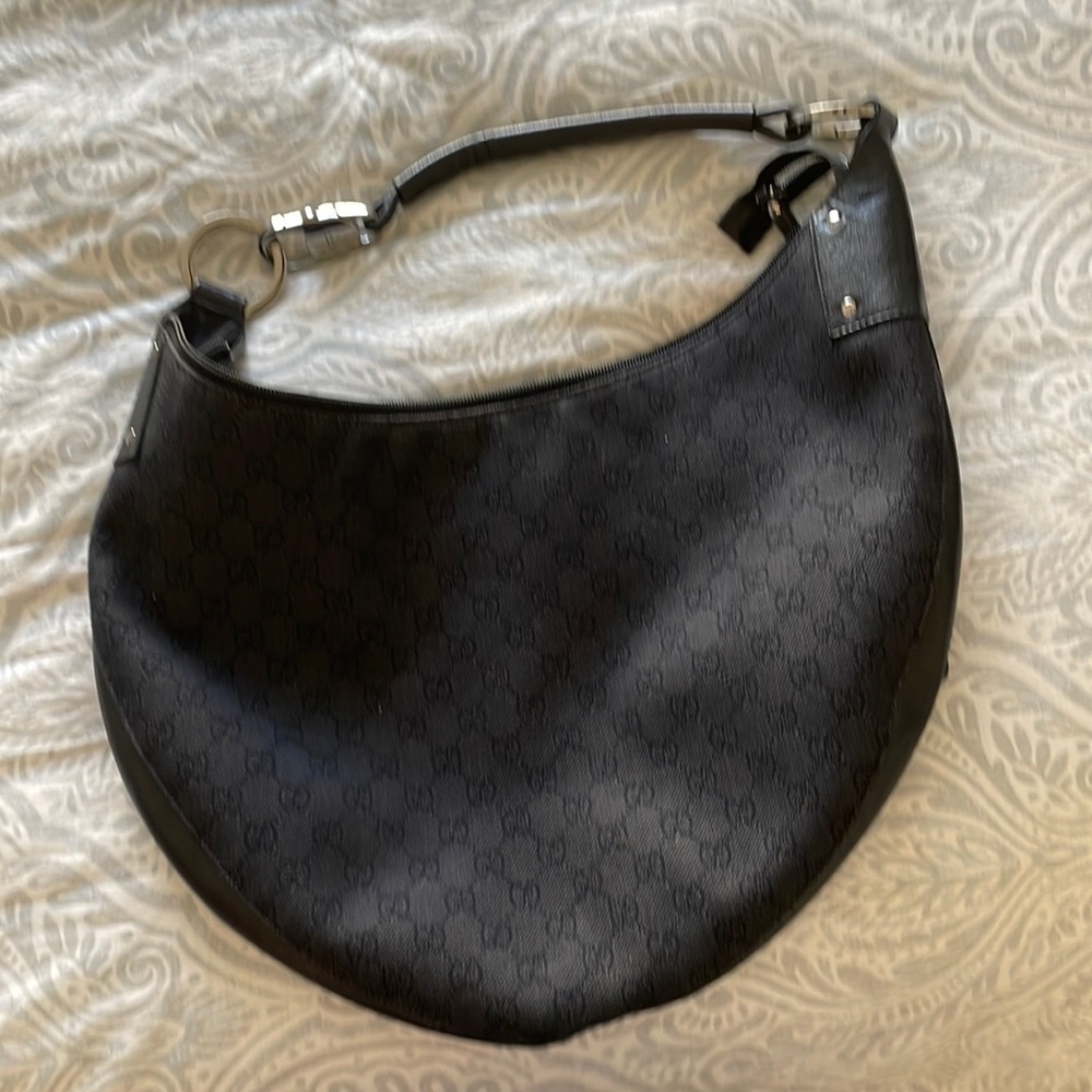 black Gucci shoulder bag. Bought used from resale store